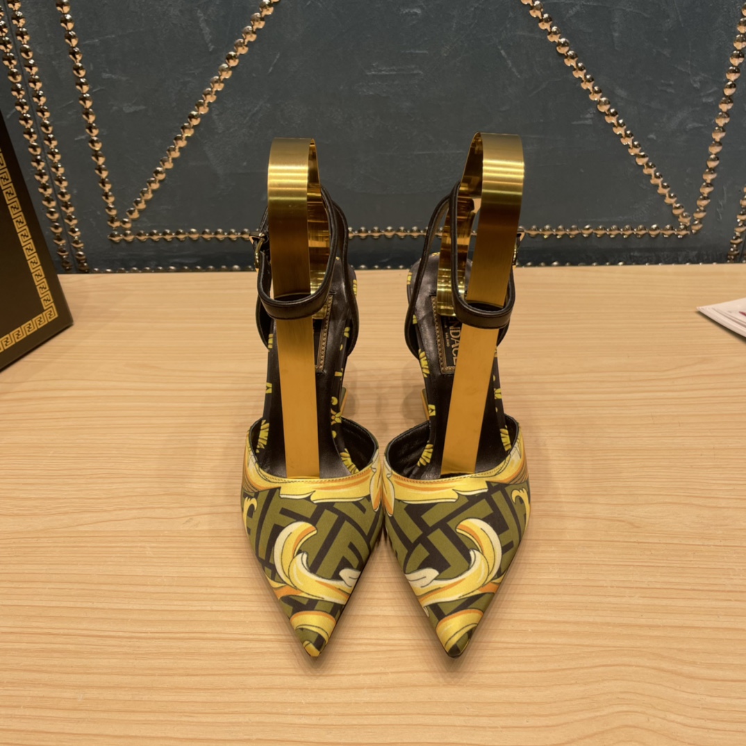 Fendi x Versace Fendace Printed Silk High-Heeled Slingbacks - DopestKickz