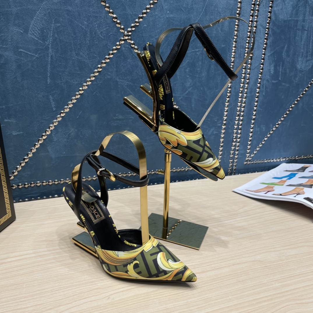 Fendi x Versace Fendace Printed Silk High-Heeled Slingbacks - DopestKickz