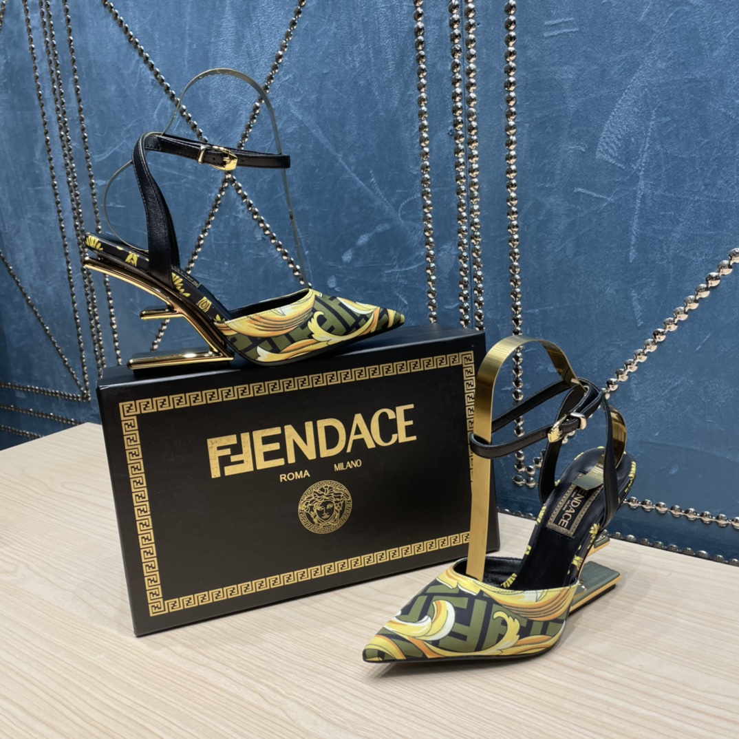 Fendi x Versace Fendace Printed Silk High-Heeled Slingbacks - DopestKickz