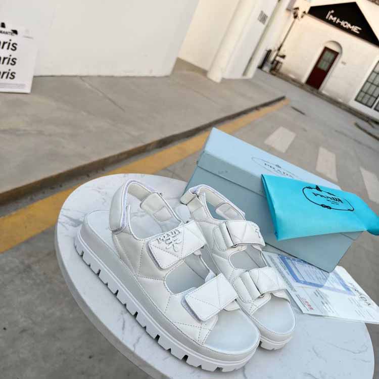 Prada Padded Nappa Leather Sandals - DopestKickz