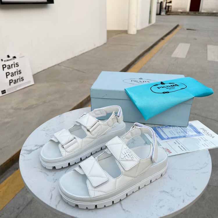 Prada Padded Nappa Leather Sandals - DopestKickz