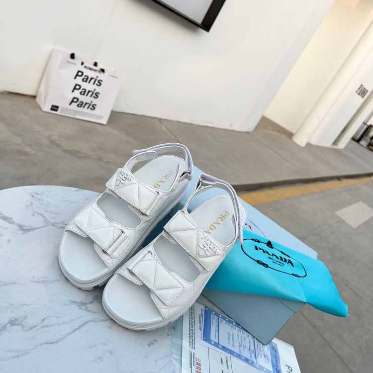 Prada Padded Nappa Leather Sandals - DopestKickz