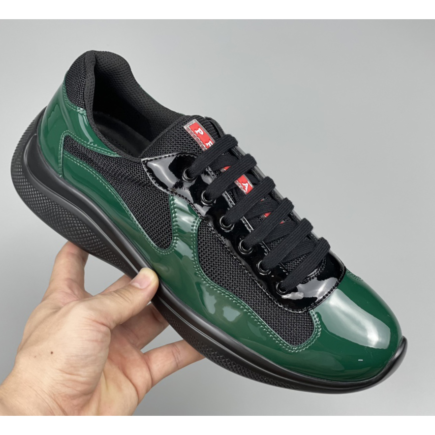Prada Male America's Cup Sneaker In Bottle Green/Black - DopestKickz