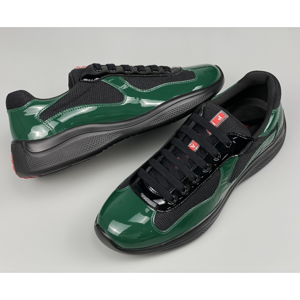 Prada Male America's Cup Sneaker In Bottle Green/Black - DopestKickz