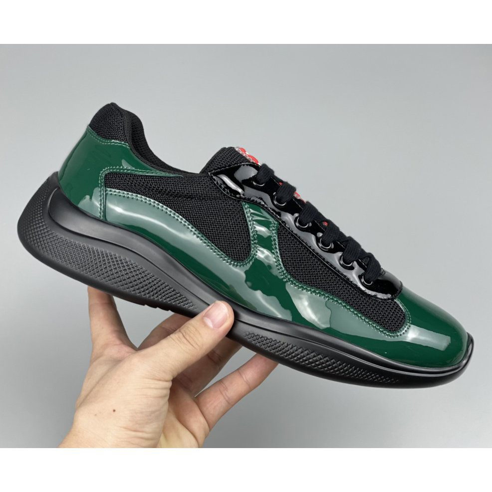 Prada Male America's Cup Sneaker In Bottle Green/Black - DopestKickz
