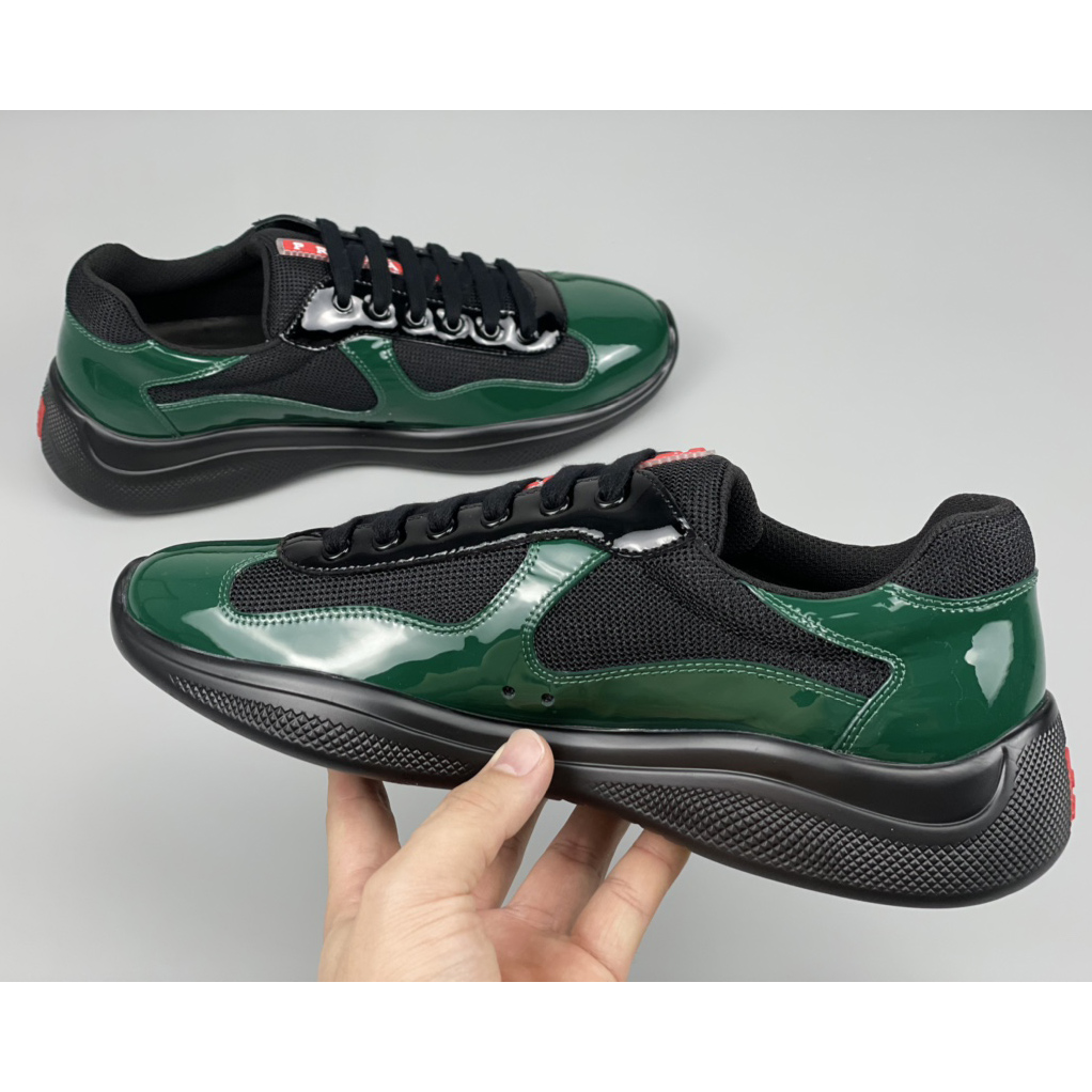 Prada Male America's Cup Sneaker In Bottle Green/Black - DopestKickz