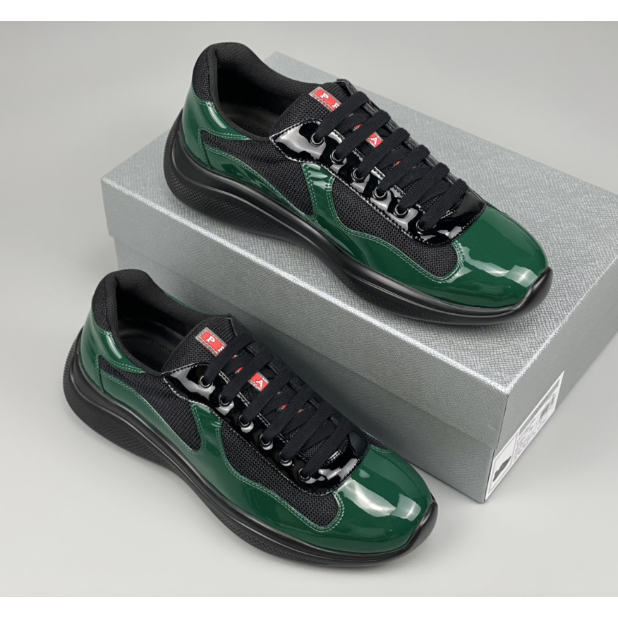 Prada Male America's Cup Sneaker In Bottle Green/Black - DopestKickz