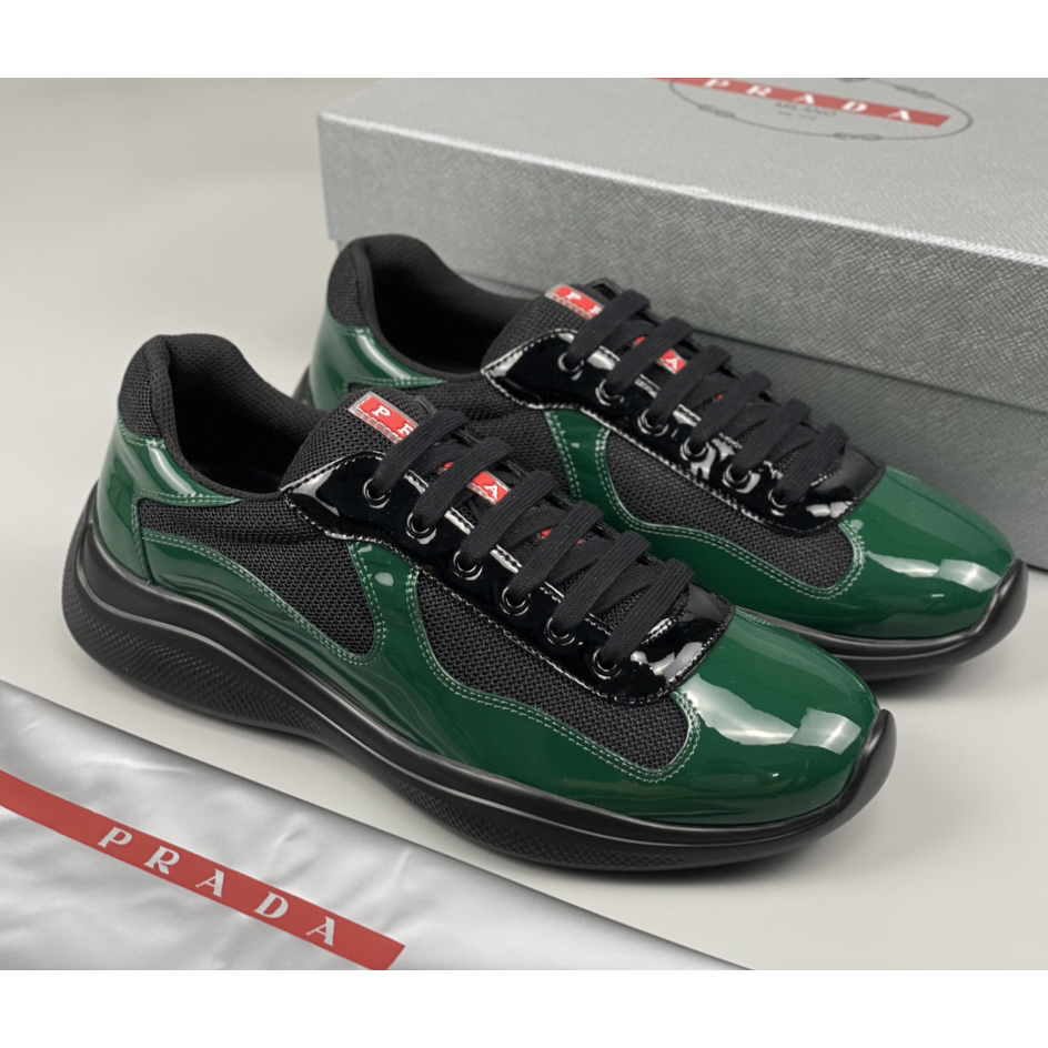 Prada Male America's Cup Sneaker In Bottle Green/Black - DopestKickz