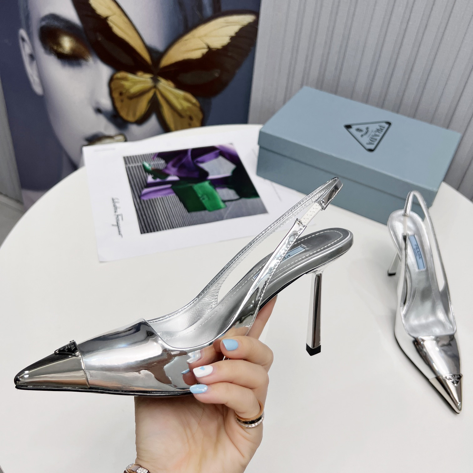 Prada Brushed Leather Slingback Pumps  - DopestKickz