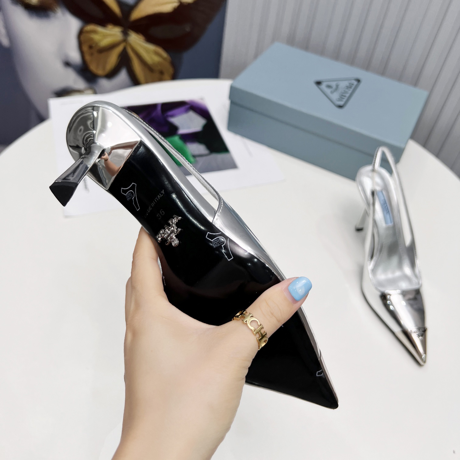 Prada Brushed Leather Slingback Pumps  - DopestKickz