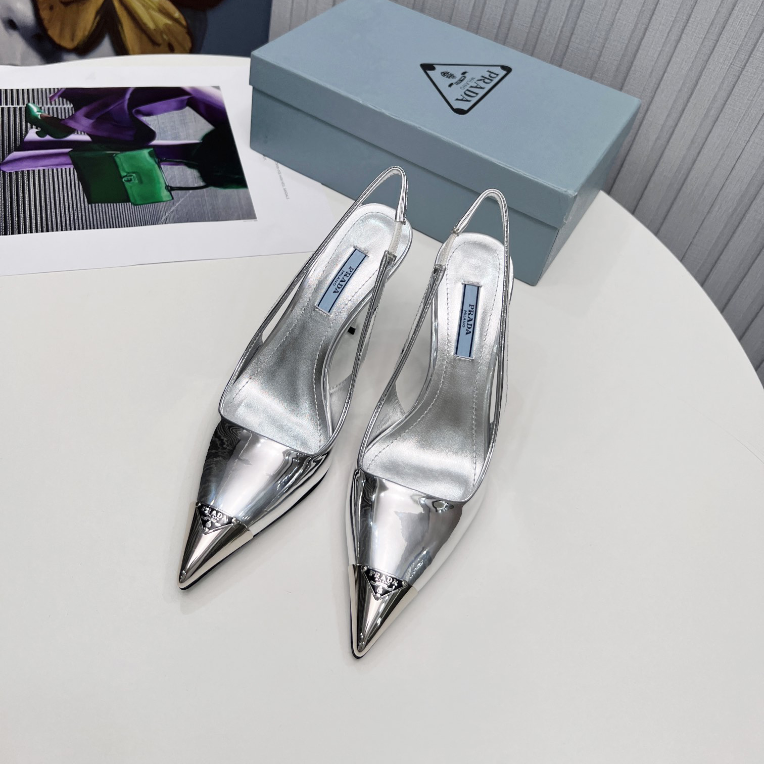Prada Brushed Leather Slingback Pumps  - DopestKickz
