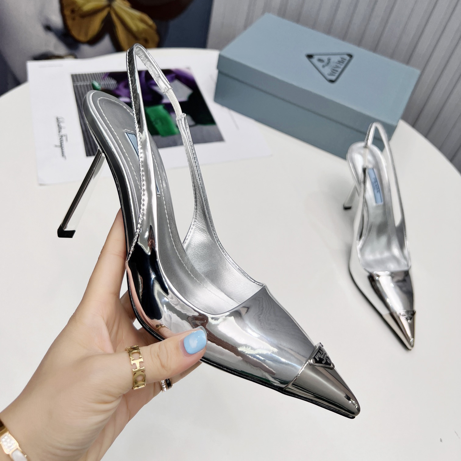 Prada Brushed Leather Slingback Pumps  - DopestKickz