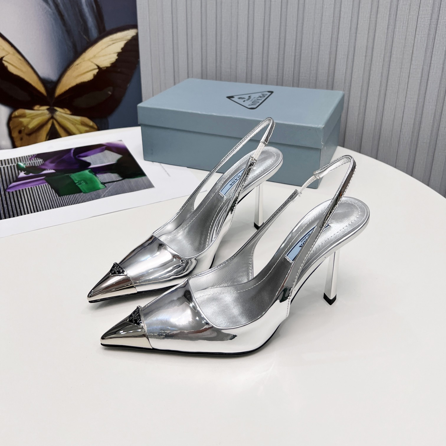 Prada Brushed Leather Slingback Pumps  - DopestKickz