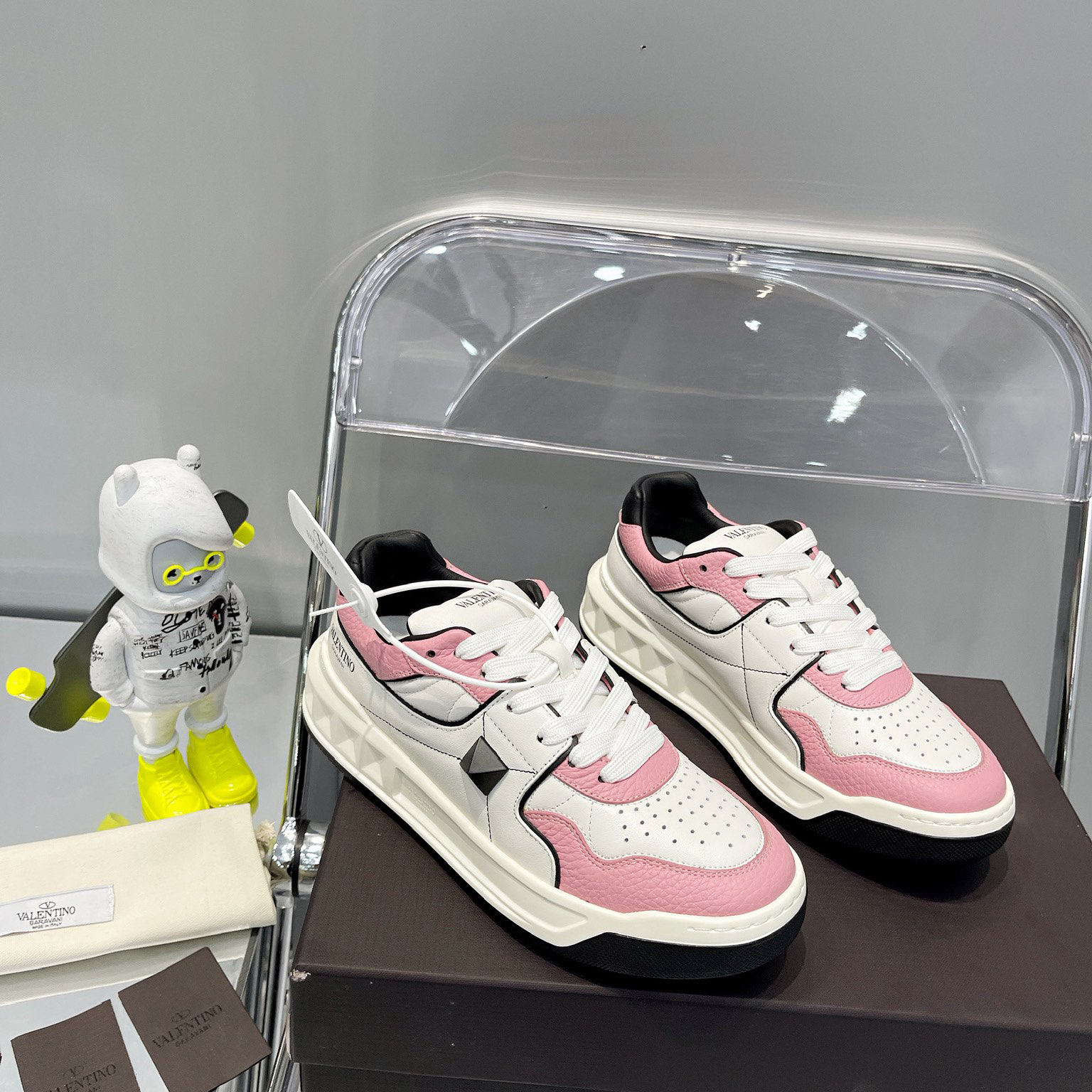 Valenti One Stud Low-Top Calfskin Sneaker - DopestKickz