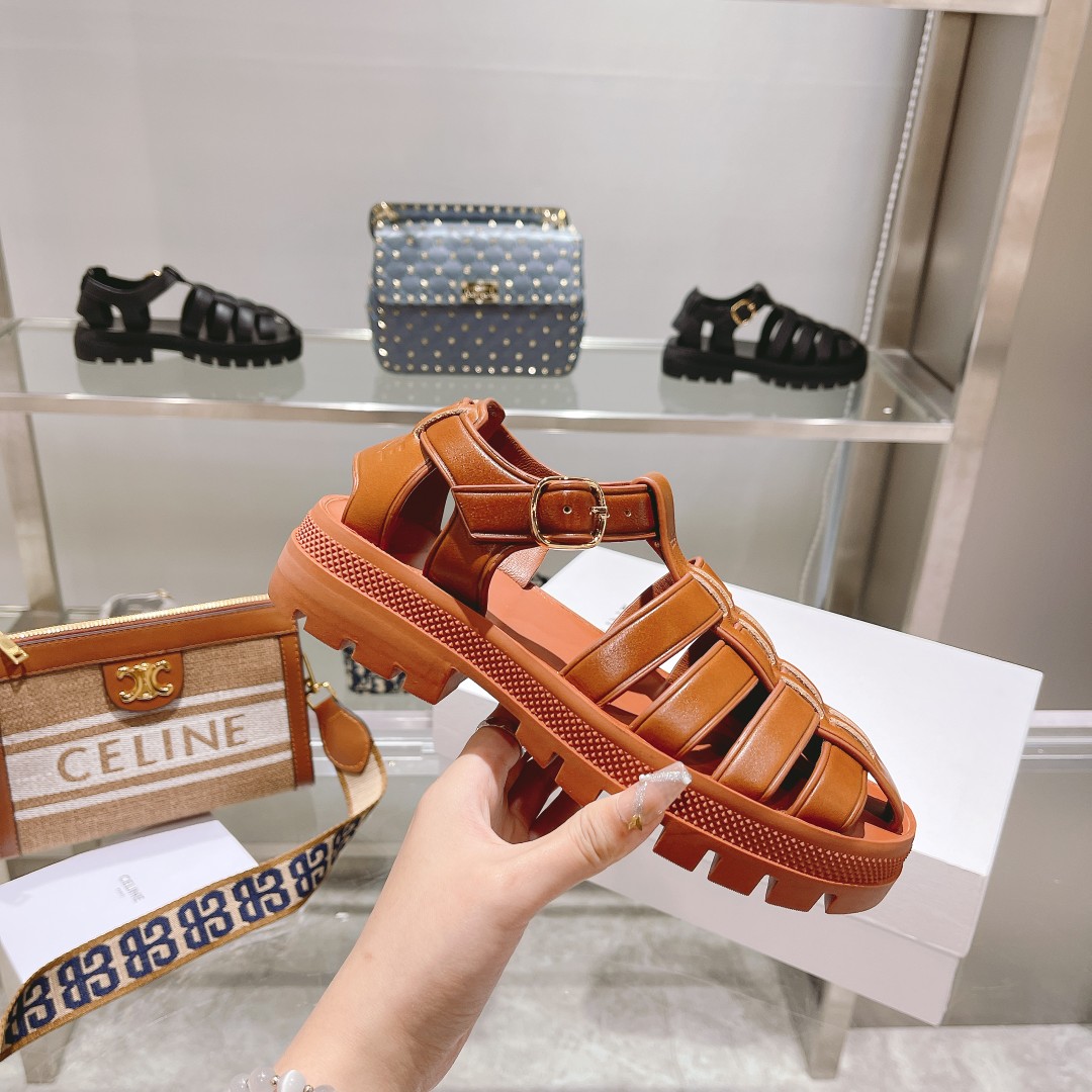 Celine Clea Chunky Sandal  In Calfskin - DopestKickz