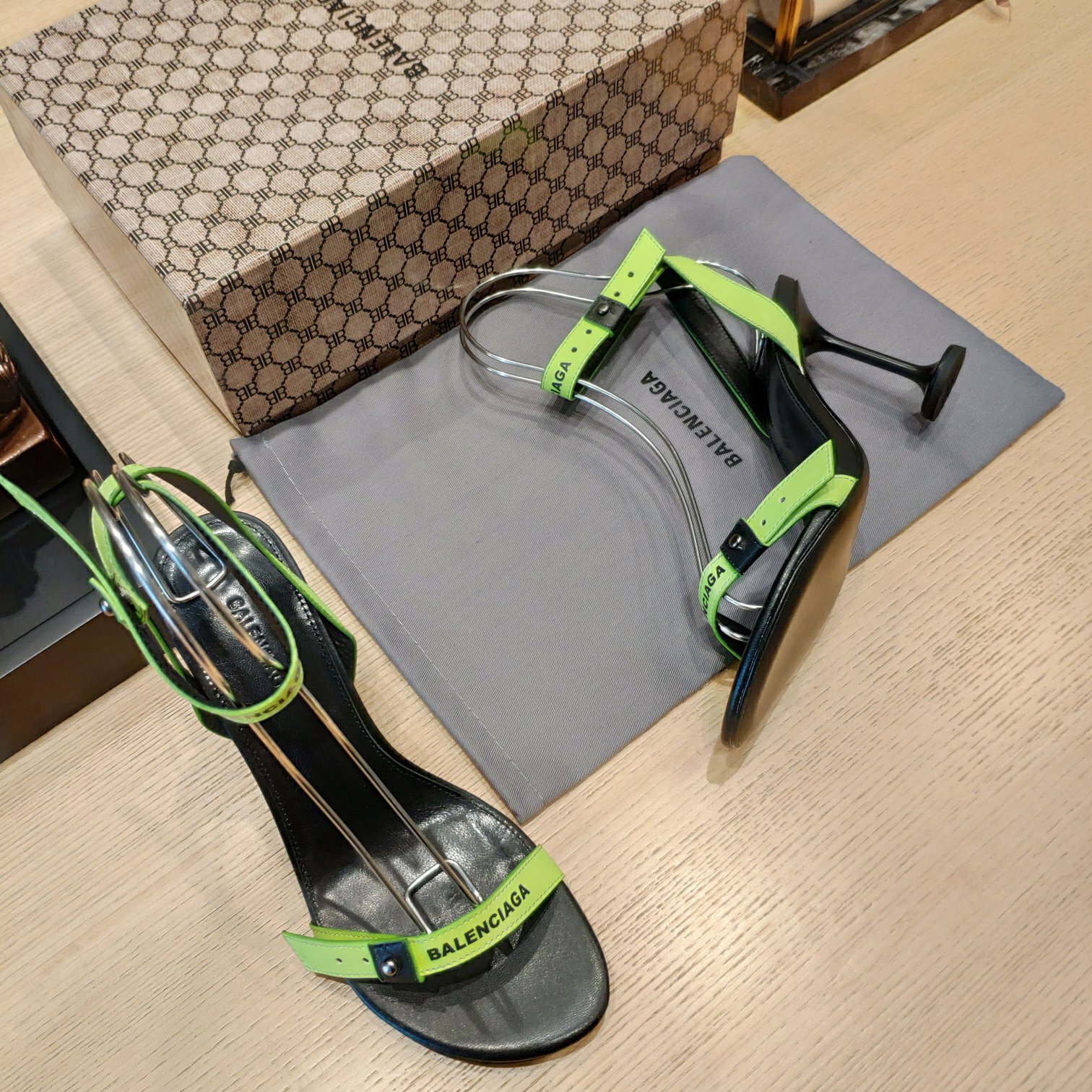 Balenciaga Afterhour 90mm Sandal In Neon Yellow And Black Smooth Calfskin - DopestKickz