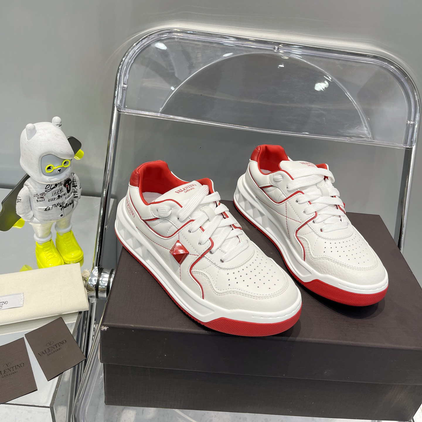 Valenti One Stud Low-Top Calfskin Sneaker - DopestKickz