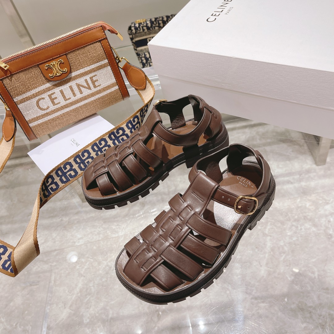 Celine Clea Chunky Sandal  In Calfskin - DopestKickz