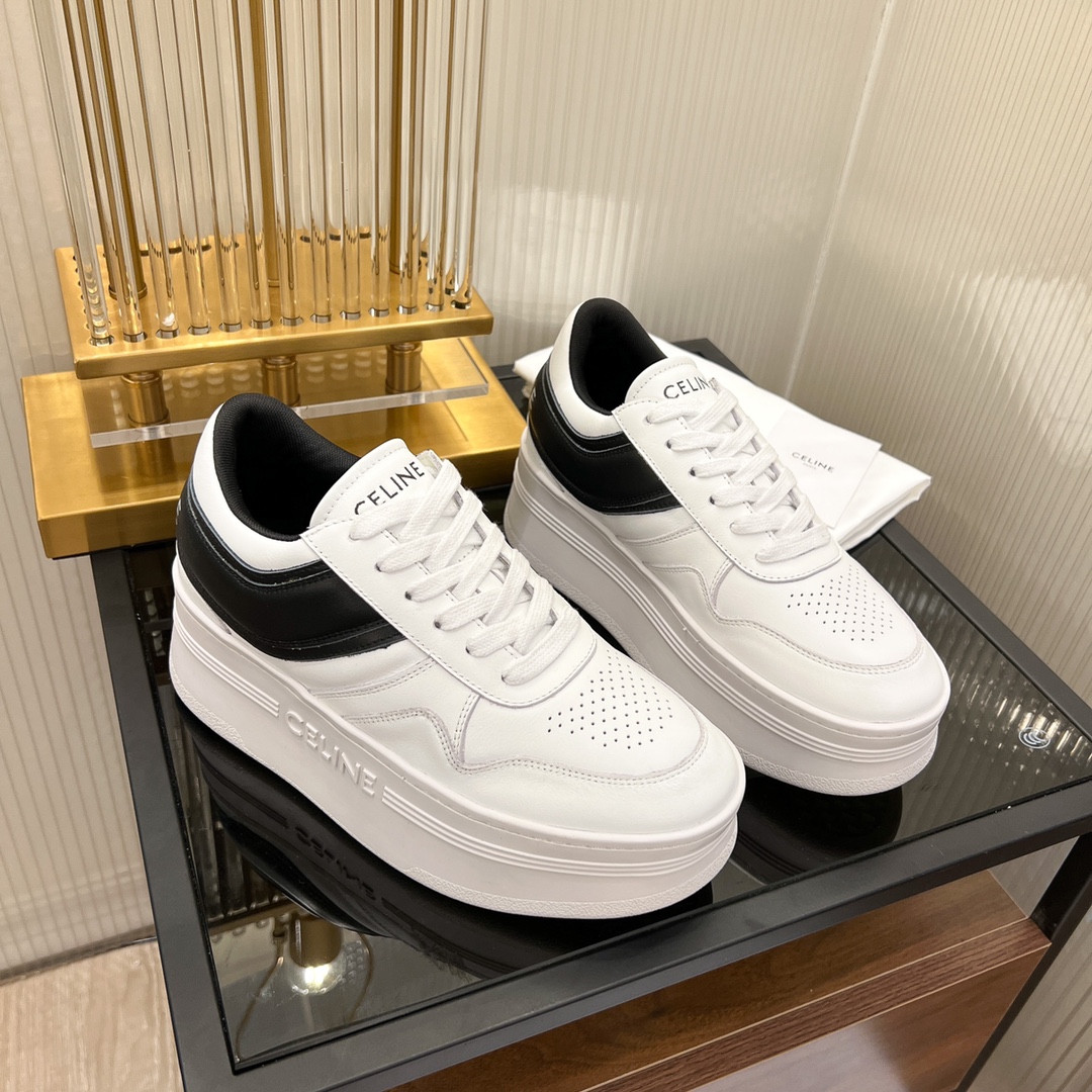 Celine Block Sneakers With Wedge Outsole In Clafskin    - DopestKickz