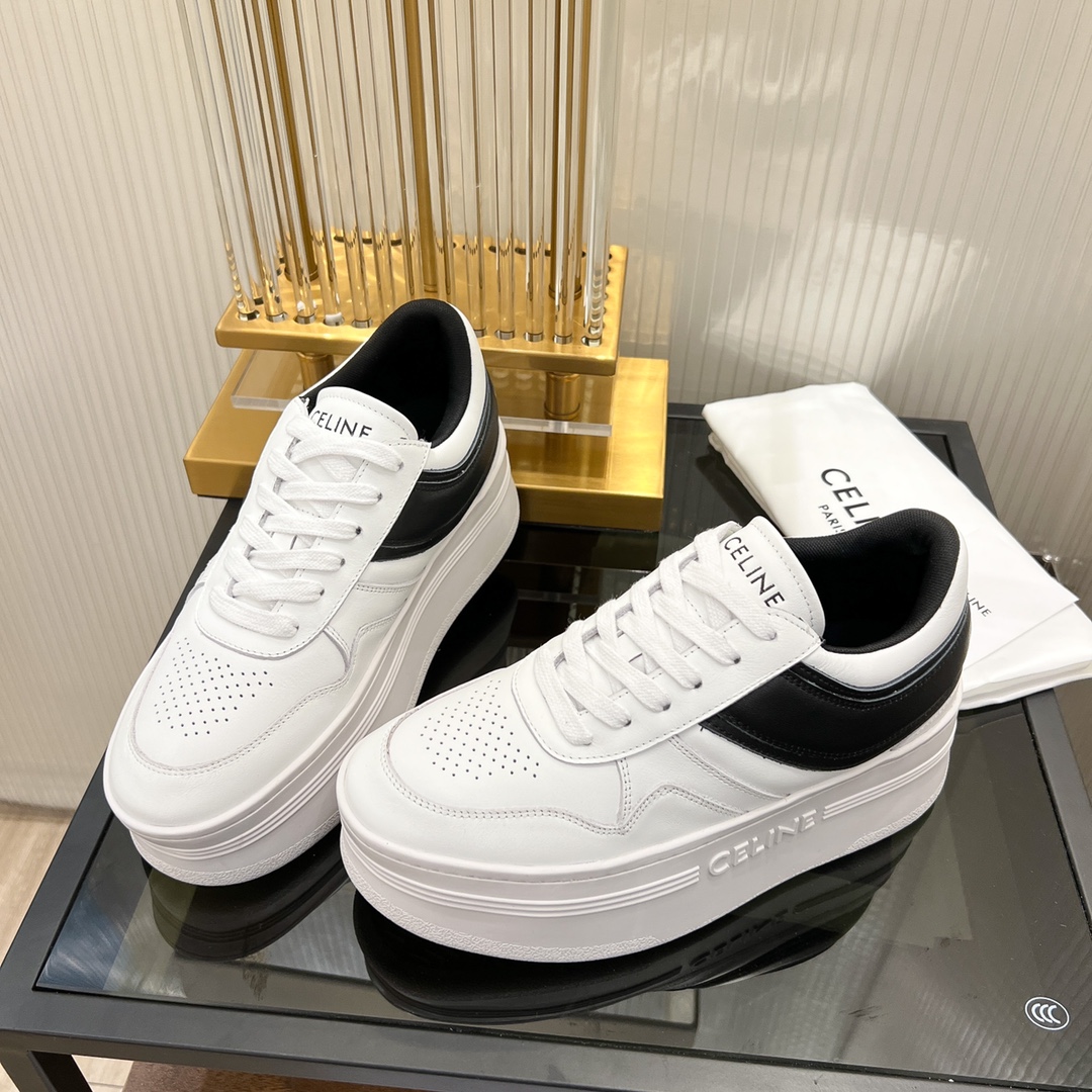Celine Block Sneakers With Wedge Outsole In Clafskin    - DopestKickz