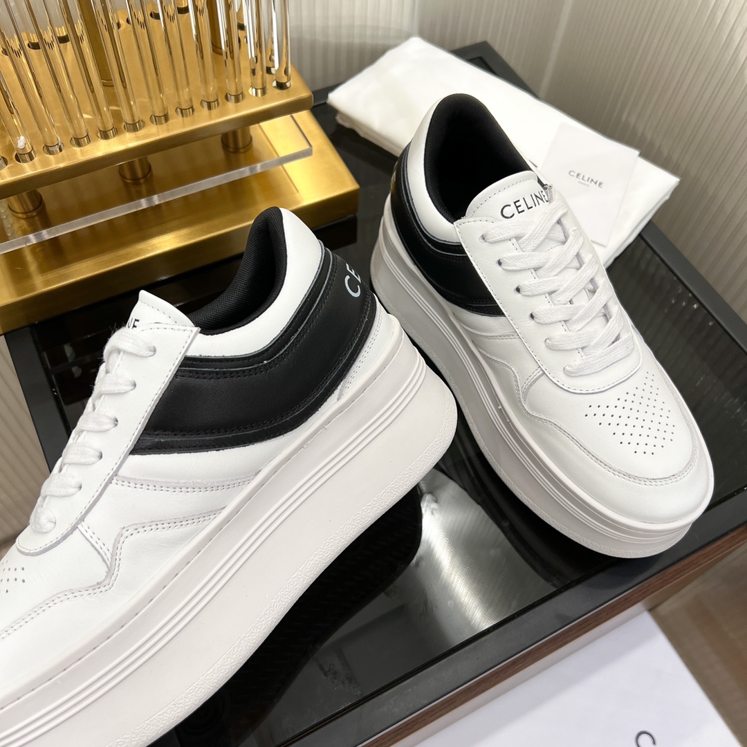 Celine Block Sneakers With Wedge Outsole In Clafskin    - DopestKickz