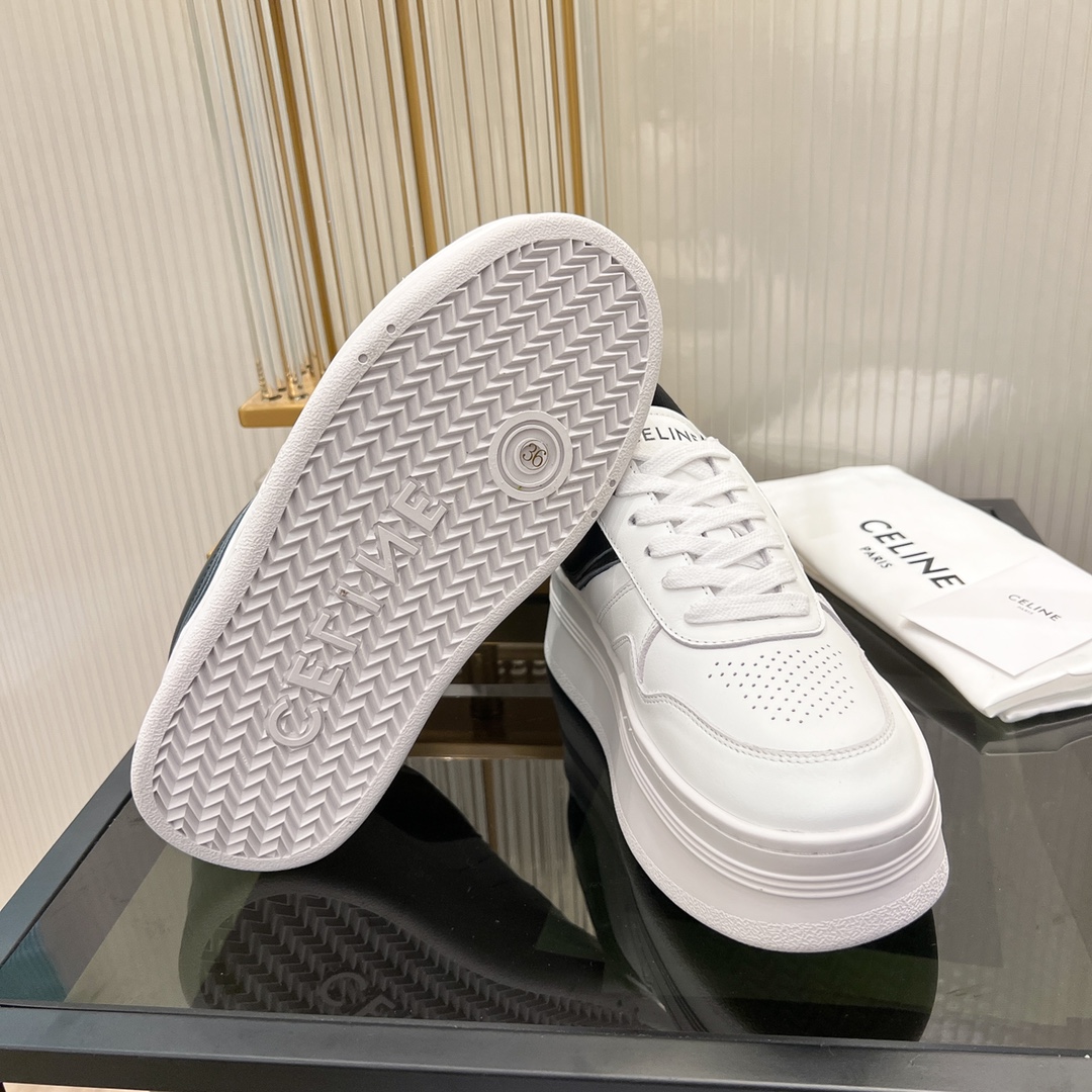 Celine Block Sneakers With Wedge Outsole In Clafskin    - DopestKickz