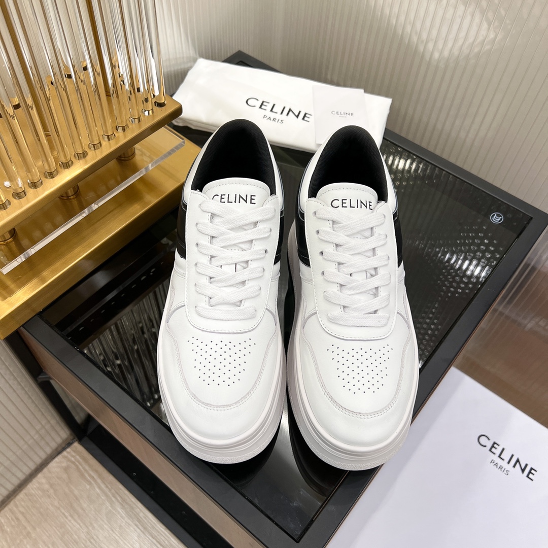 Celine Block Sneakers With Wedge Outsole In Clafskin    - DopestKickz
