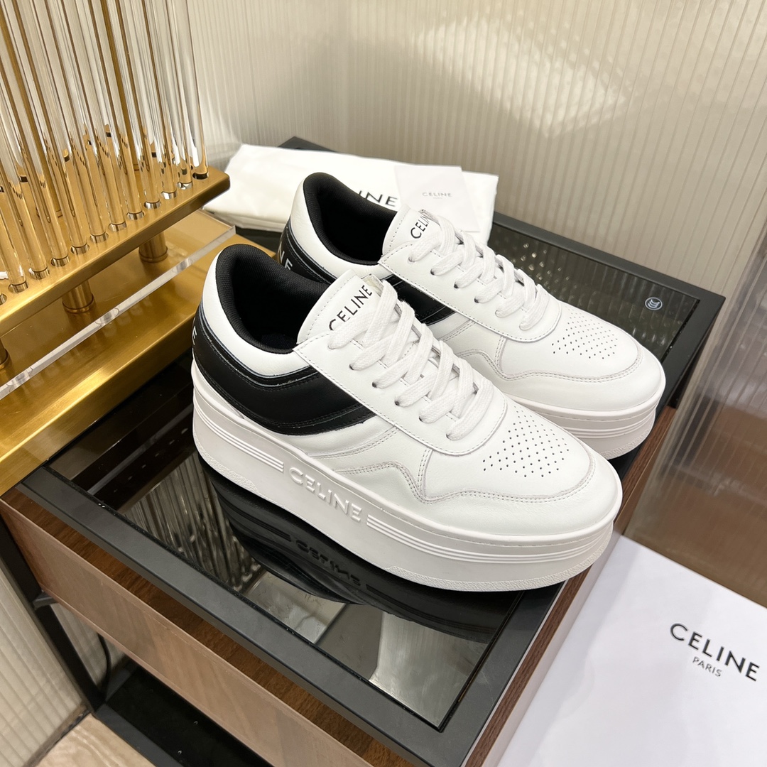 Celine Block Sneakers With Wedge Outsole In Clafskin    - DopestKickz