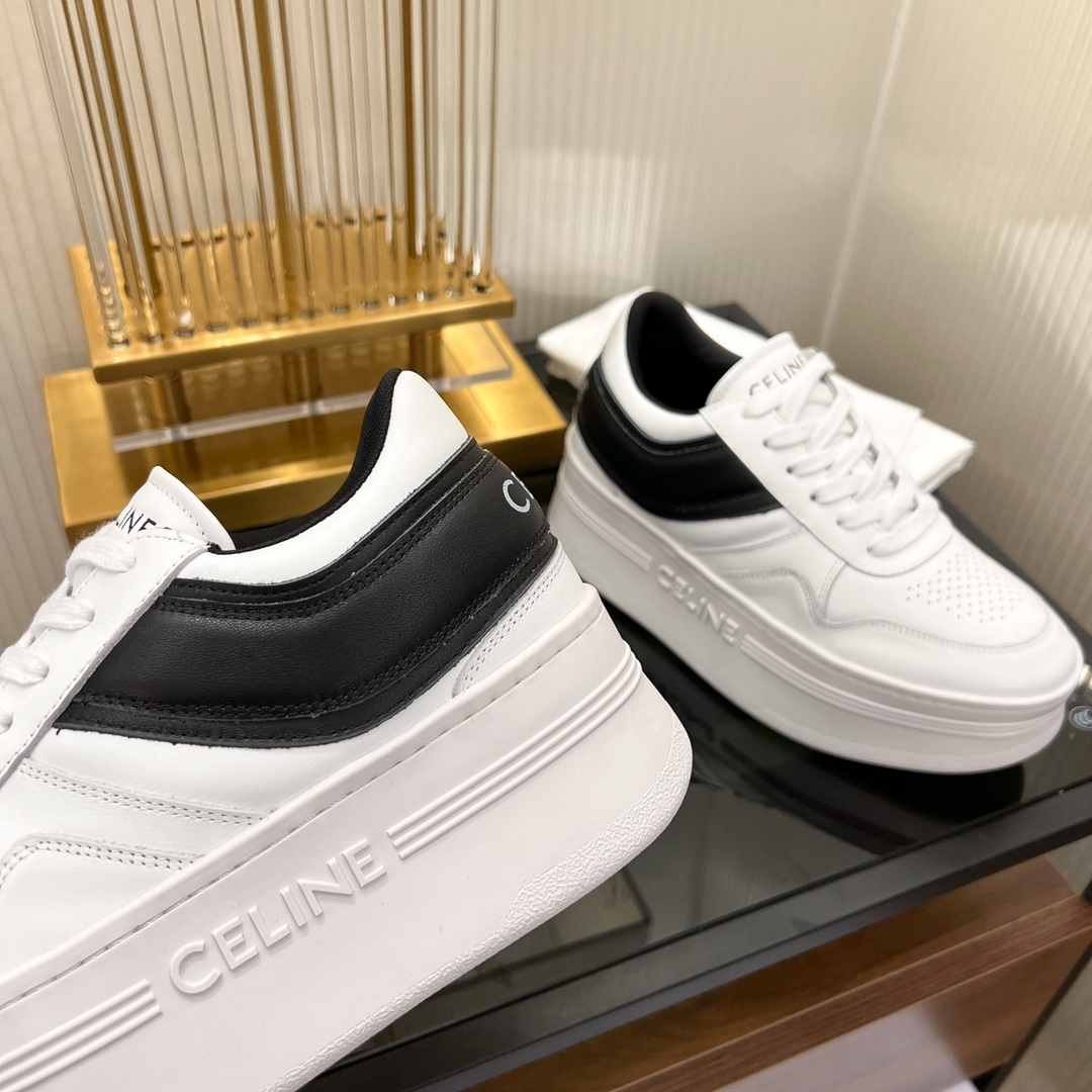 Celine Block Sneakers With Wedge Outsole In Clafskin    - DopestKickz