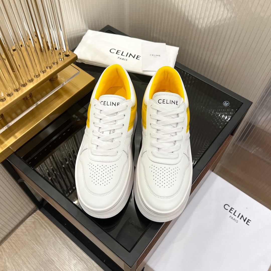 Celine Block Sneakers With Wedge Outsole In Clafskin    - DopestKickz