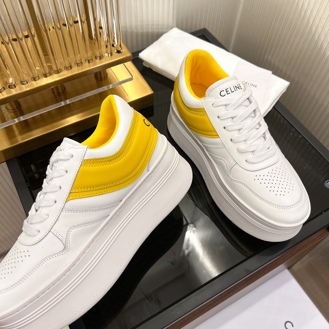 Celine Block Sneakers With Wedge Outsole In Clafskin    - DopestKickz