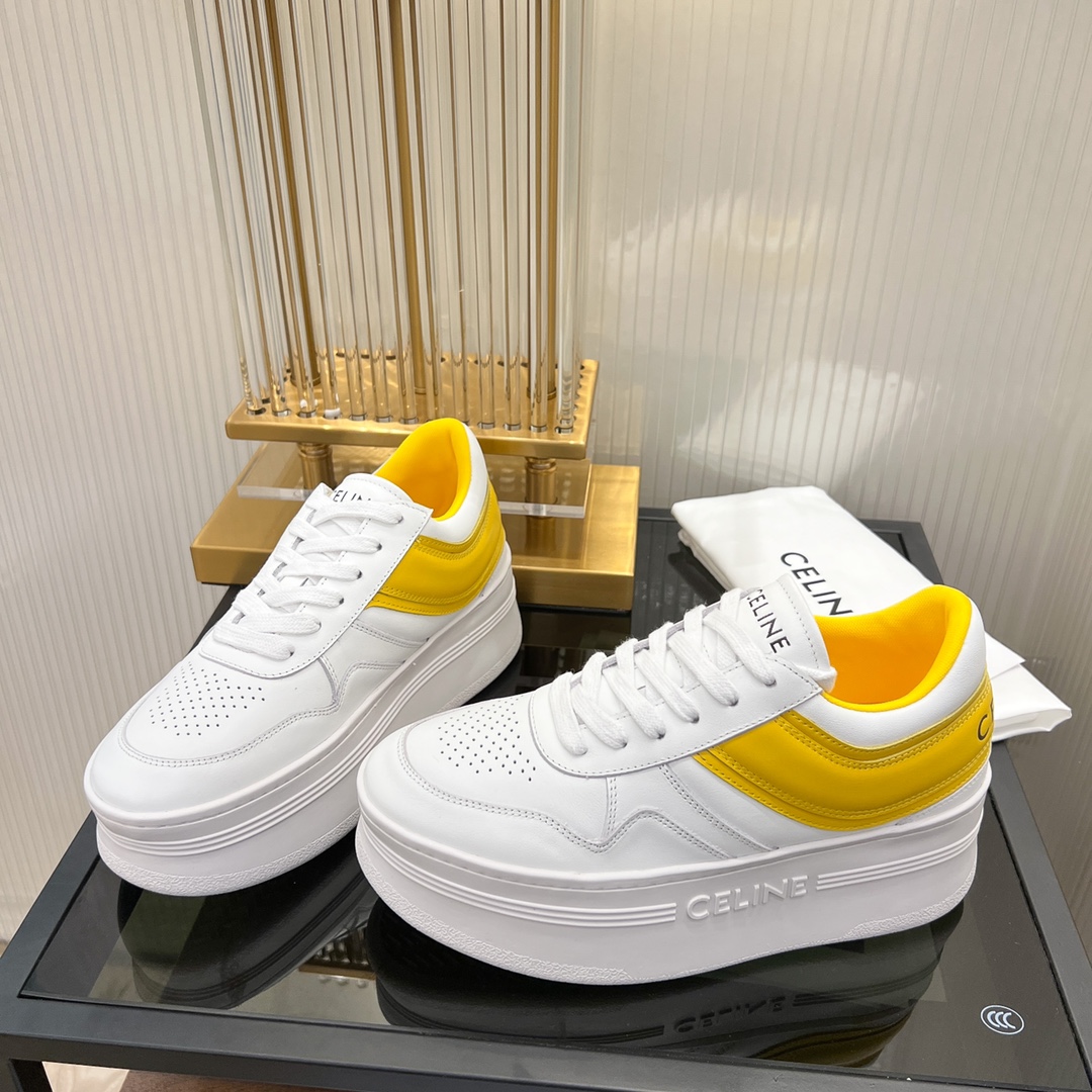 Celine Block Sneakers With Wedge Outsole In Clafskin    - DopestKickz