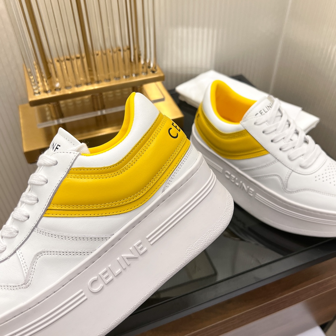 Celine Block Sneakers With Wedge Outsole In Clafskin    - DopestKickz