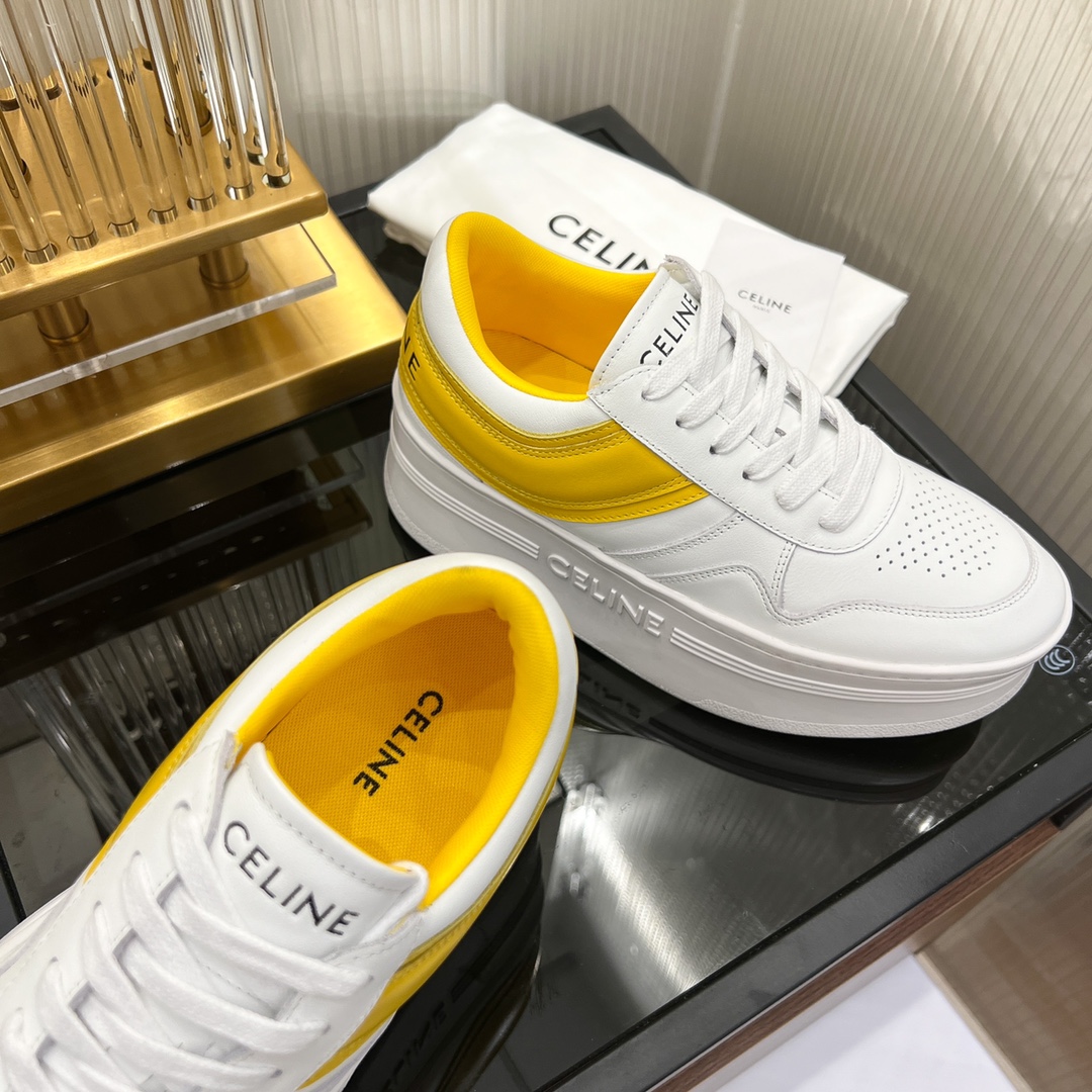 Celine Block Sneakers With Wedge Outsole In Clafskin    - DopestKickz