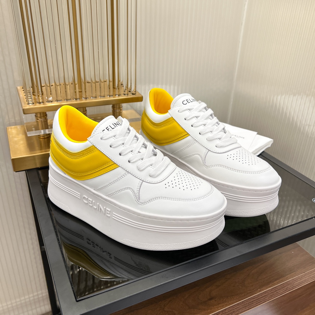 Celine Block Sneakers With Wedge Outsole In Clafskin    - DopestKickz