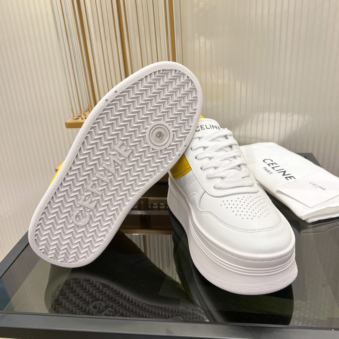 Celine Block Sneakers With Wedge Outsole In Clafskin    - DopestKickz
