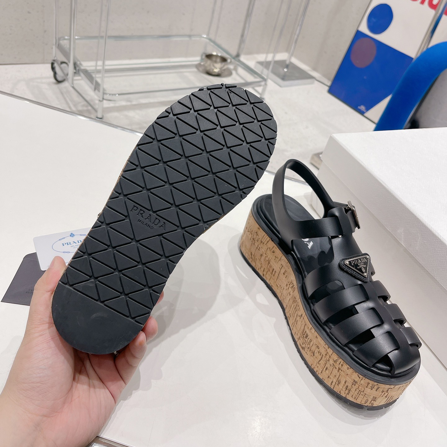 Prada Rubber Wedge Platform Sandals - DopestKickz