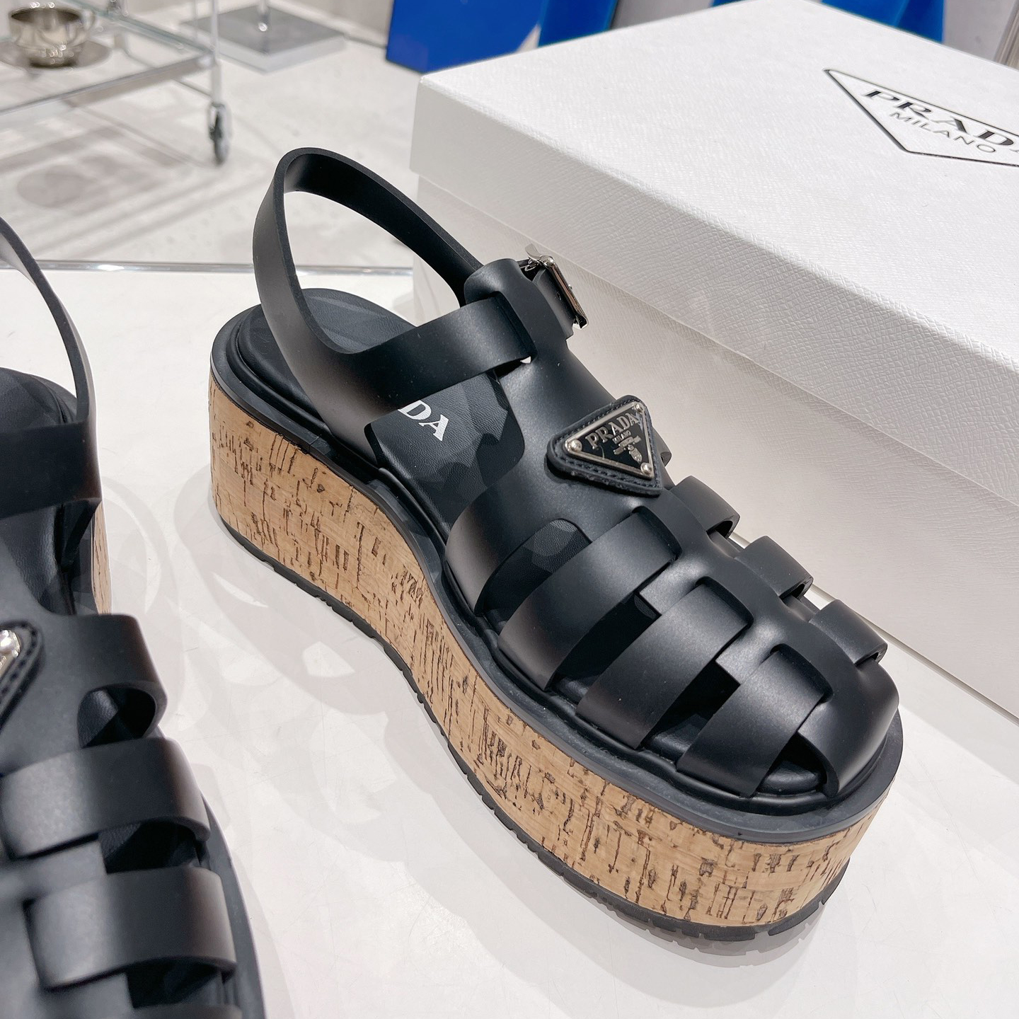 Prada Rubber Wedge Platform Sandals - DopestKickz