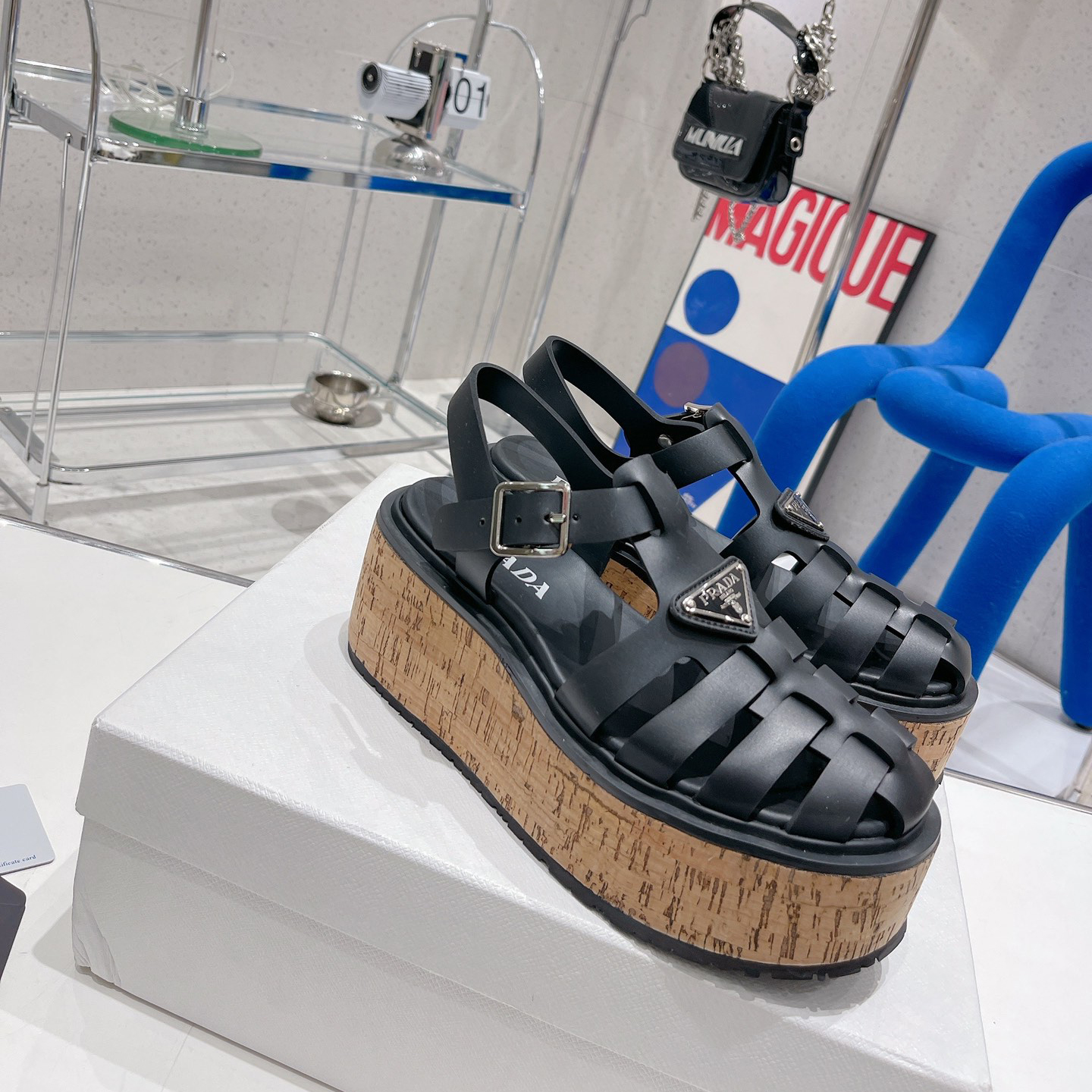 Prada Rubber Wedge Platform Sandals - DopestKickz