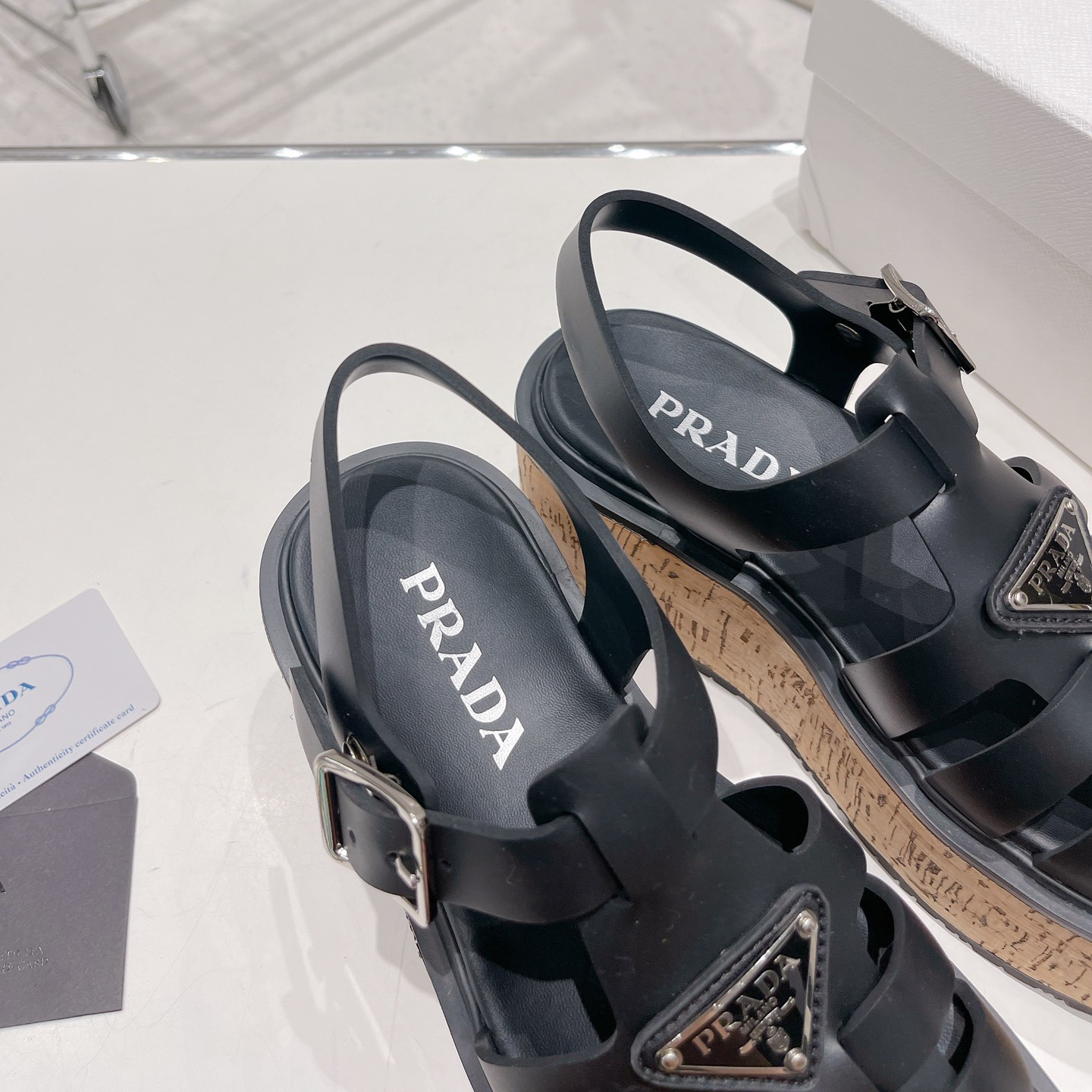 Prada Rubber Wedge Platform Sandals - DopestKickz