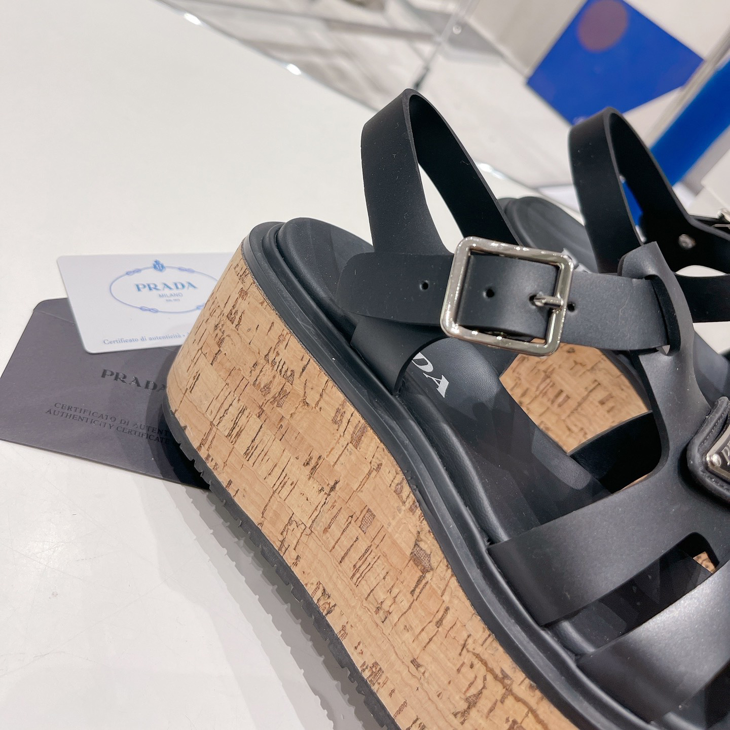 Prada Rubber Wedge Platform Sandals - DopestKickz