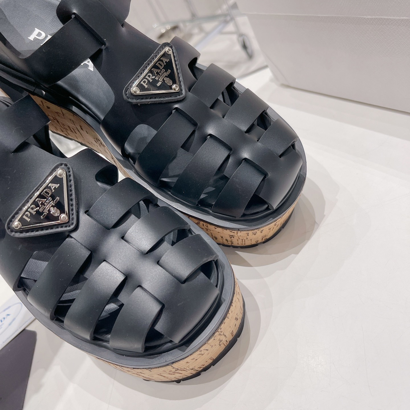 Prada Rubber Wedge Platform Sandals - DopestKickz