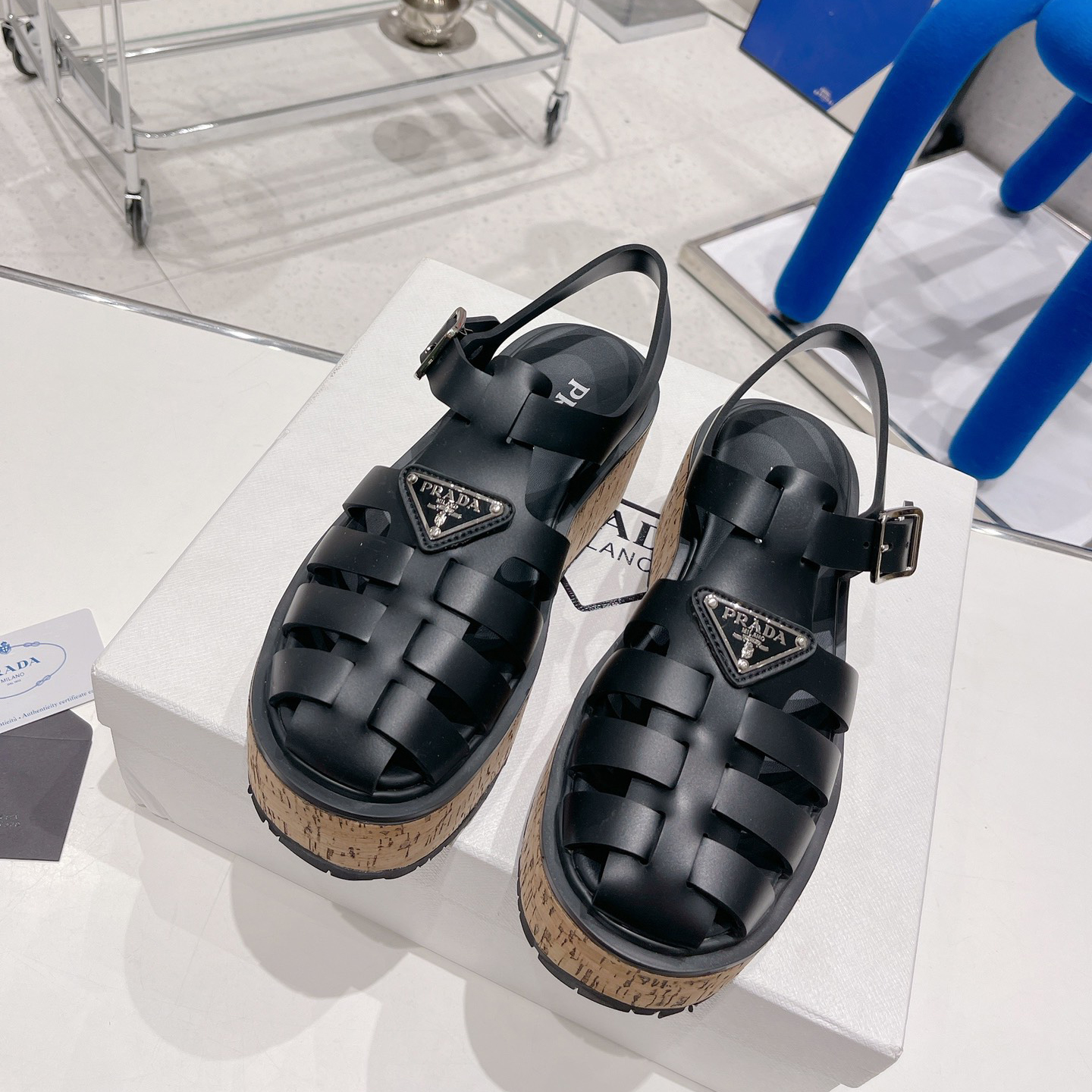 Prada Rubber Wedge Platform Sandals - DopestKickz