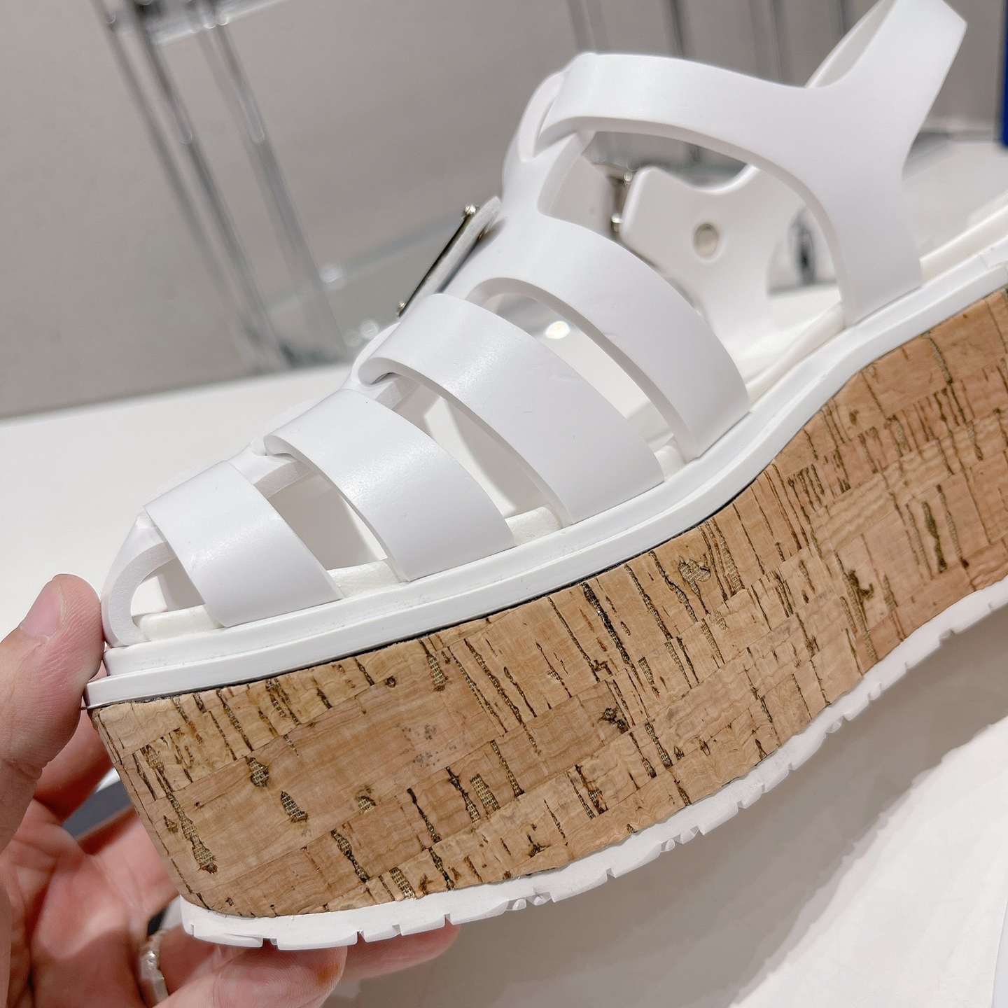 Prada Rubber Wedge Platform Sandals - DopestKickz
