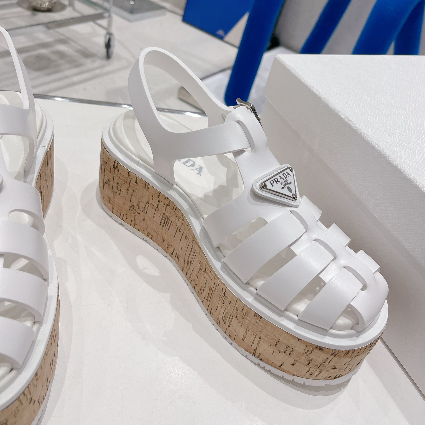 Prada Rubber Wedge Platform Sandals - DopestKickz