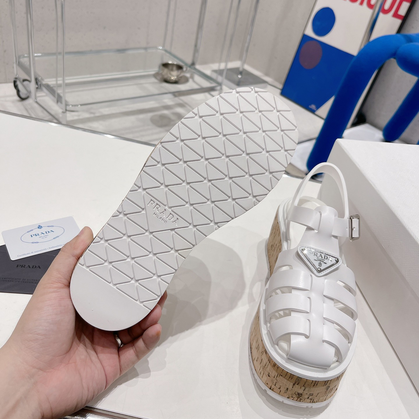 Prada Rubber Wedge Platform Sandals - DopestKickz