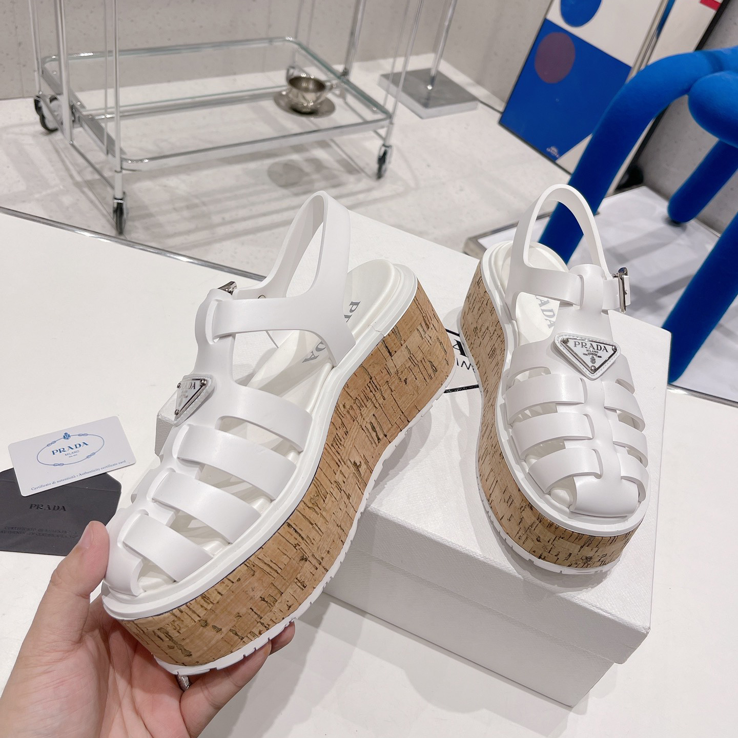 Prada Rubber Wedge Platform Sandals - DopestKickz