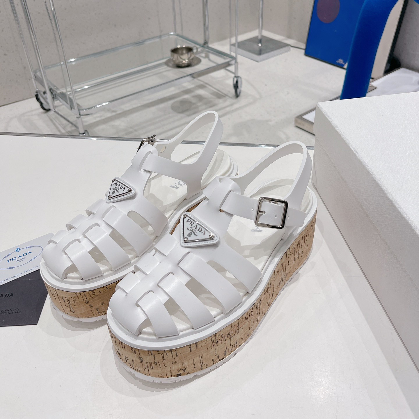 Prada Rubber Wedge Platform Sandals - DopestKickz