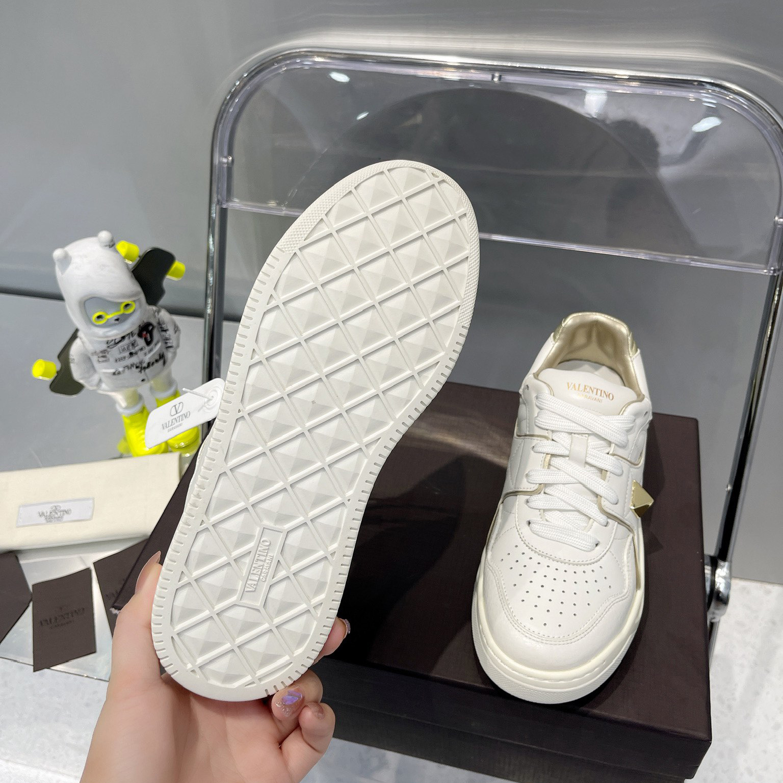 Valenti  One Stud Low-Top Calfskin Sneaker - DopestKickz