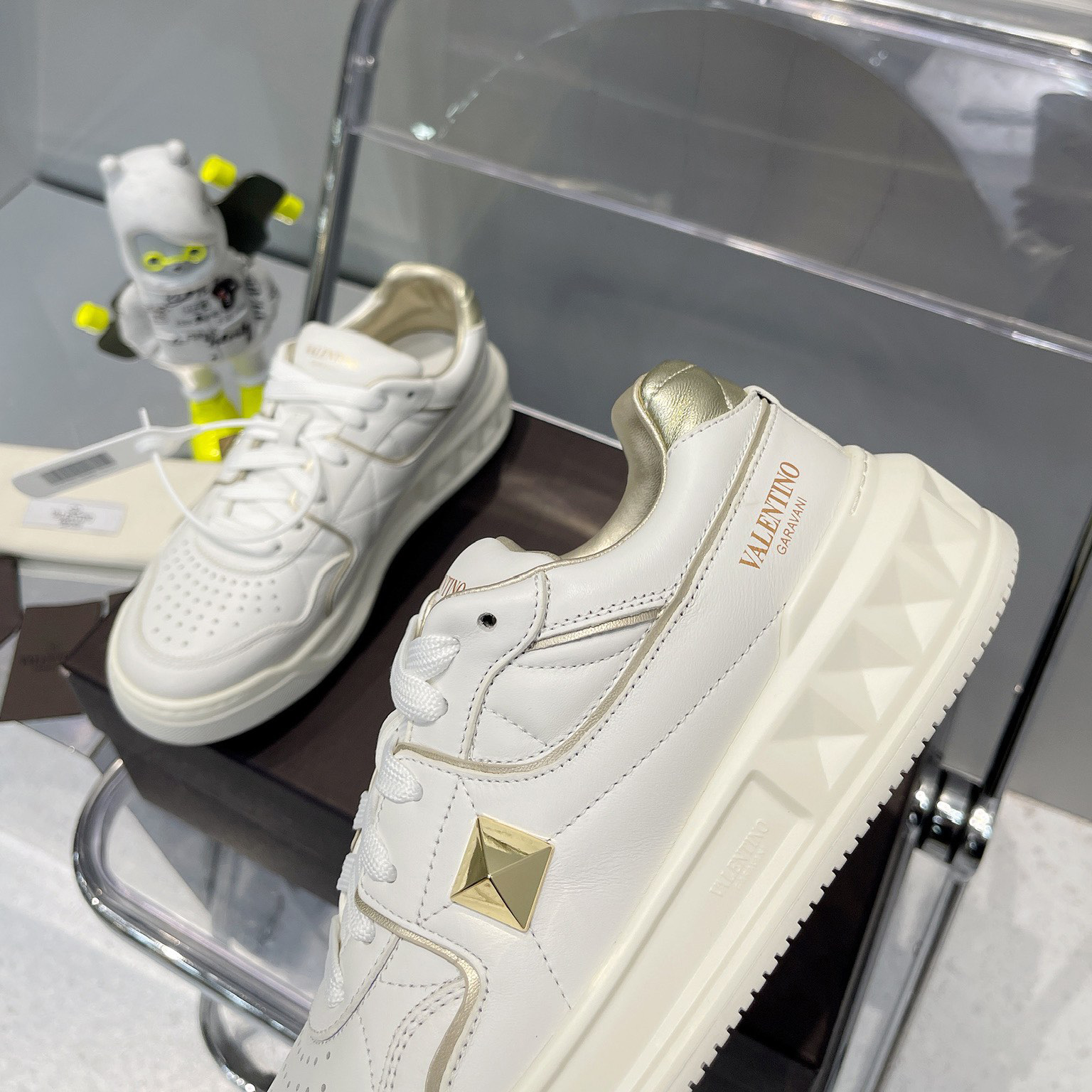 Valenti  One Stud Low-Top Calfskin Sneaker - DopestKickz